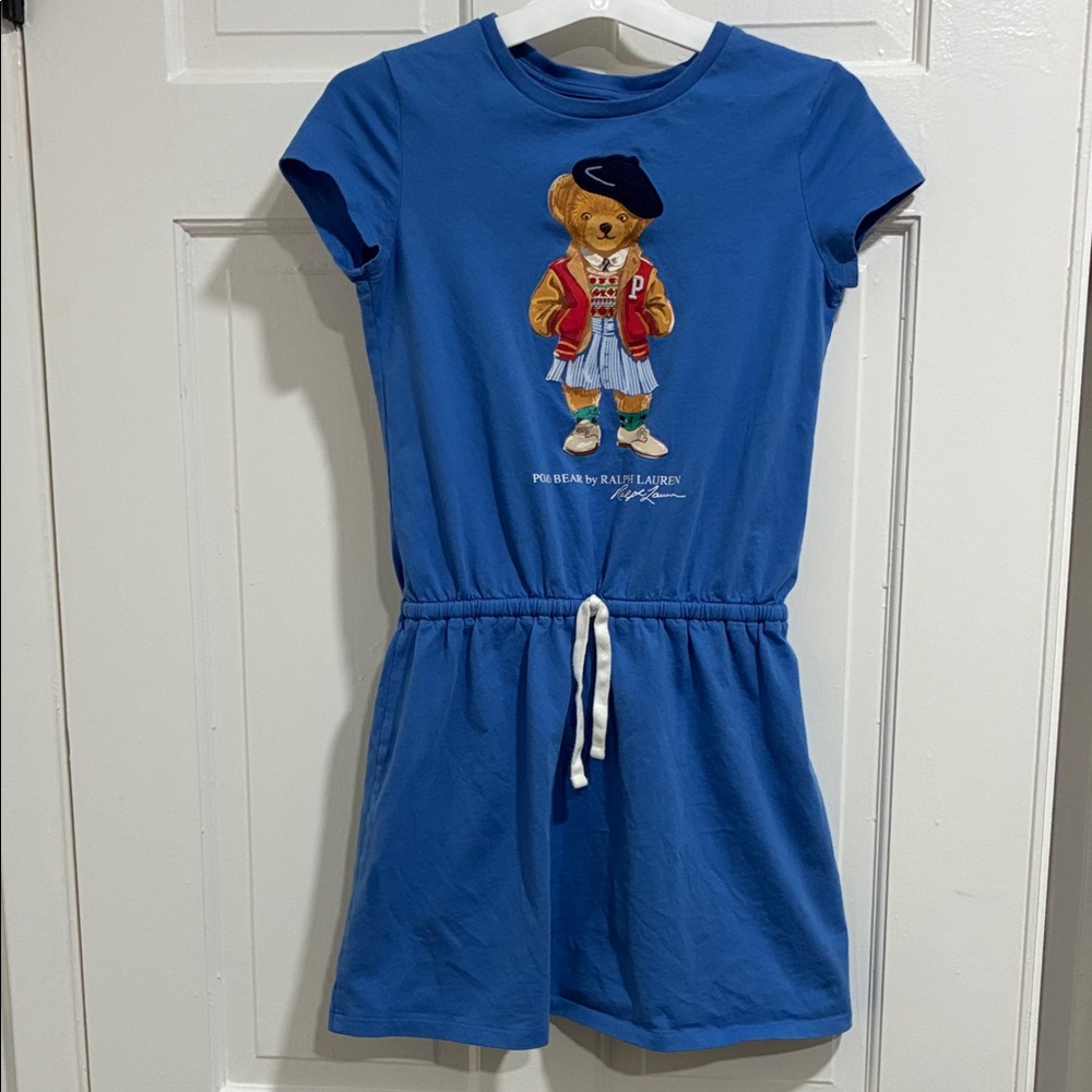 Ralph Lauren Polo Bear Blue Dress with Drawstring